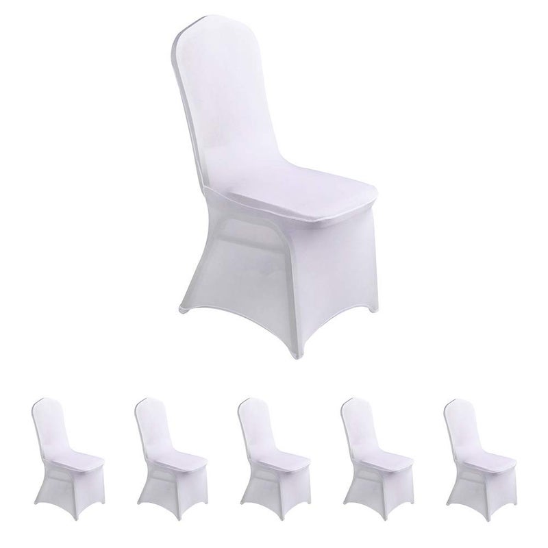 LZY 6pcs Spandex Chair Cover Stretch Slipcovers for Wedding Party, Dining Banquet Chair Decoration Covers (White, 6) - Image 1